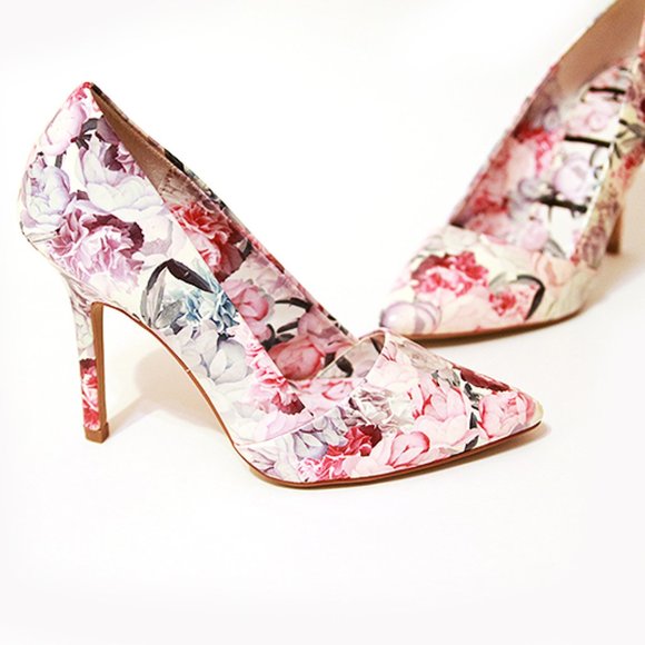 Women's ELLE Floral High Heel Pumps - Size 7 - Picture 6 of 7